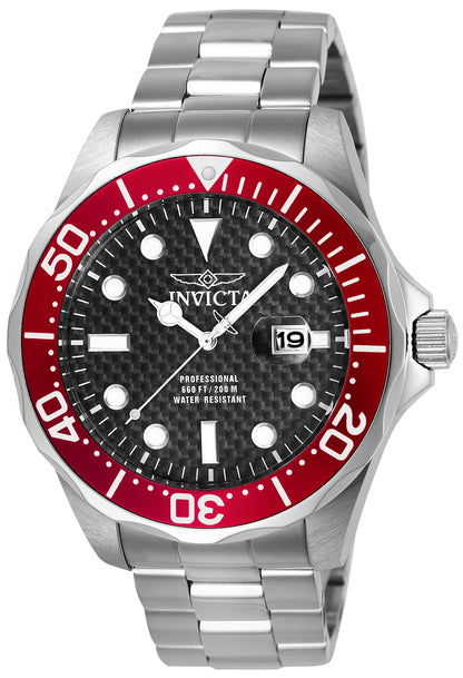 Invicta Men's 47mm Pro Diver Quartz Date Carbon Fiber Dial Bracelet Watch
