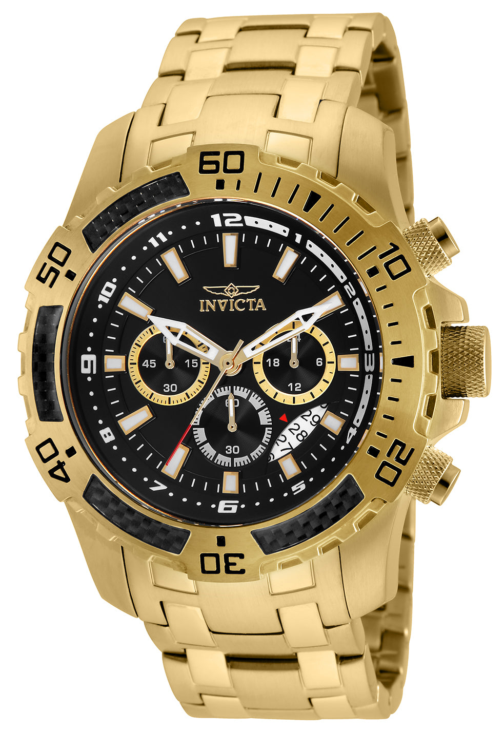 Invicta Men's 51mm Pro Diver Scuba Quartz Chronograph Carbon Fiber Bezel Bracelet Watch