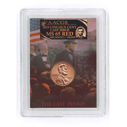 2025 Lincoln Penny Graded MS65 Red Brilliant Uncirculated by AACGS