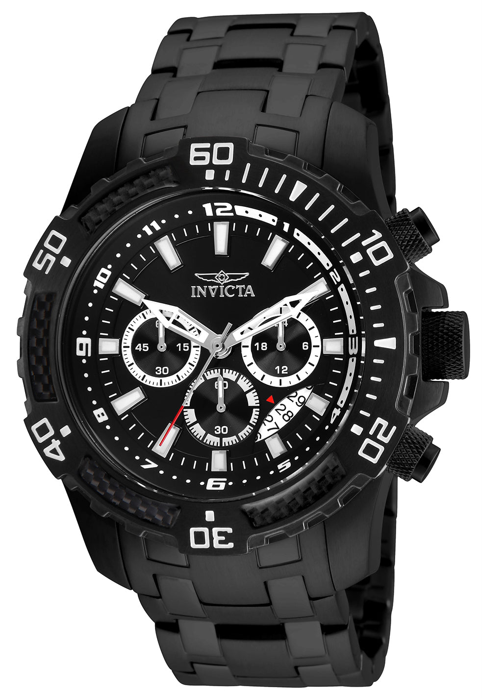Invicta Men's 51mm Pro Diver Scuba Quartz Chronograph Carbon Fiber Bezel Bracelet Watch