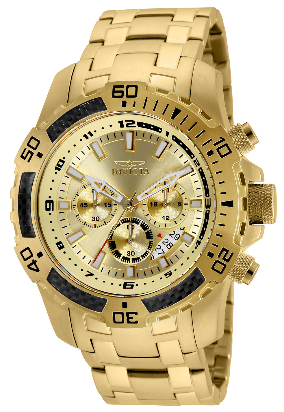 Invicta Men's 51mm Pro Diver Scuba Quartz Chronograph Carbon Fiber Bezel Bracelet Watch