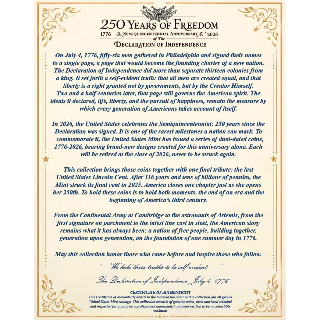 Brilliant Uncirculated United States Semiquincentennial 250th Anniversary Coin Set