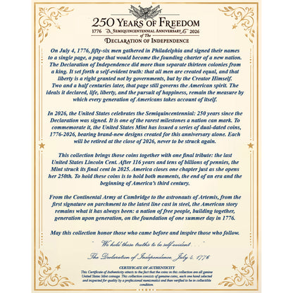 Brilliant Uncirculated United States Semiquincentennial 250th Anniversary Coin Set