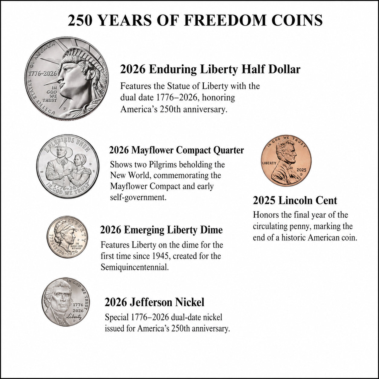 Brilliant Uncirculated United States Semiquincentennial 250th Anniversary Coin Set