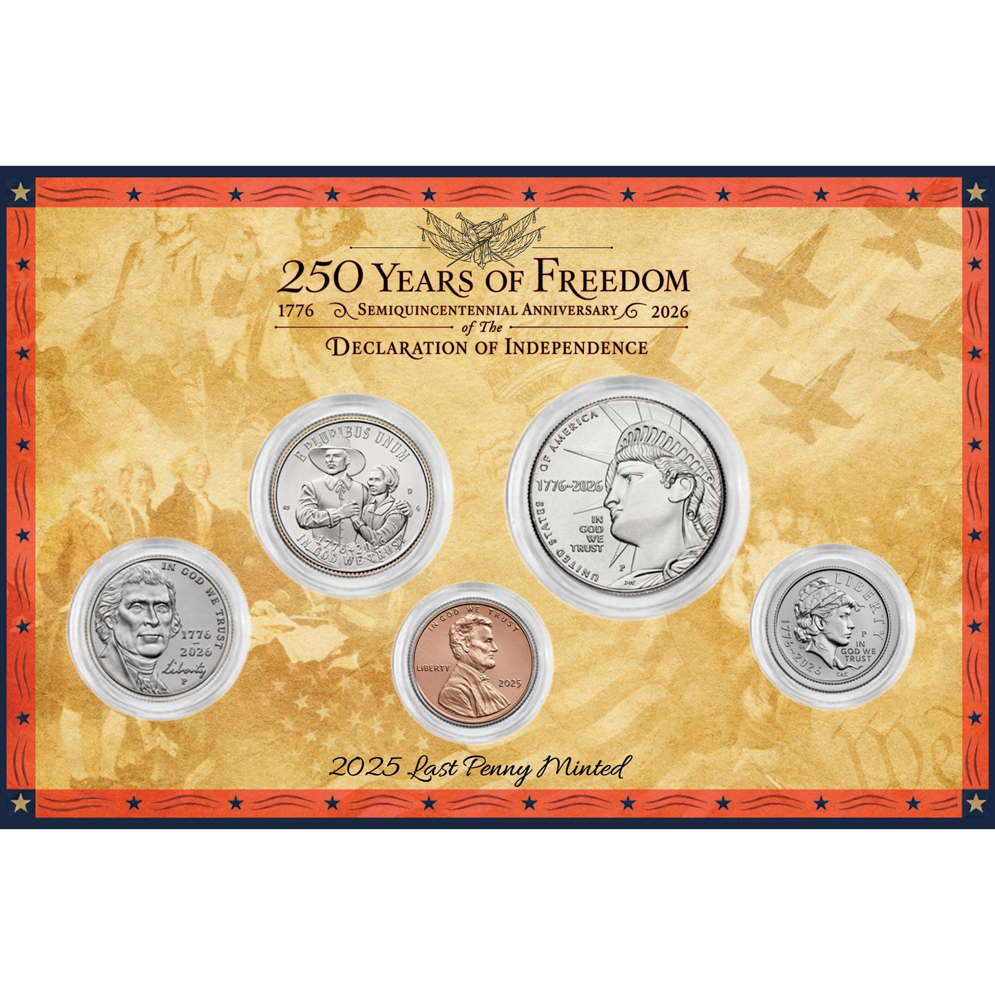 Brilliant Uncirculated United States Semiquincentennial 250th Anniversary Coin Set