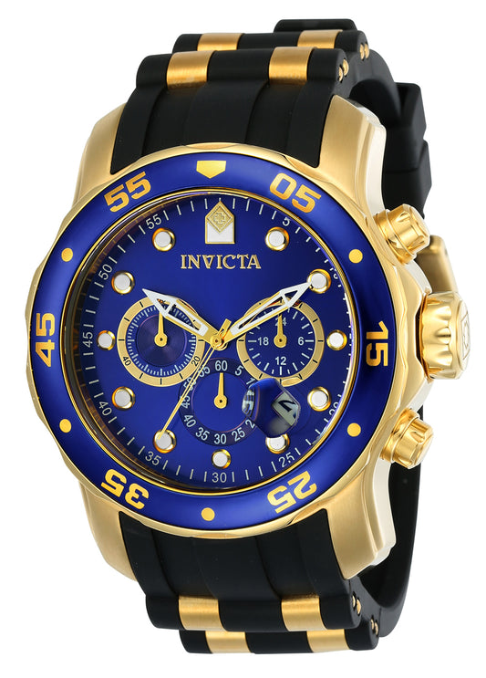 Invicta Men's 48mm Pro Diver Scuba Quartz Chronograph Black Silicone Strap Watch