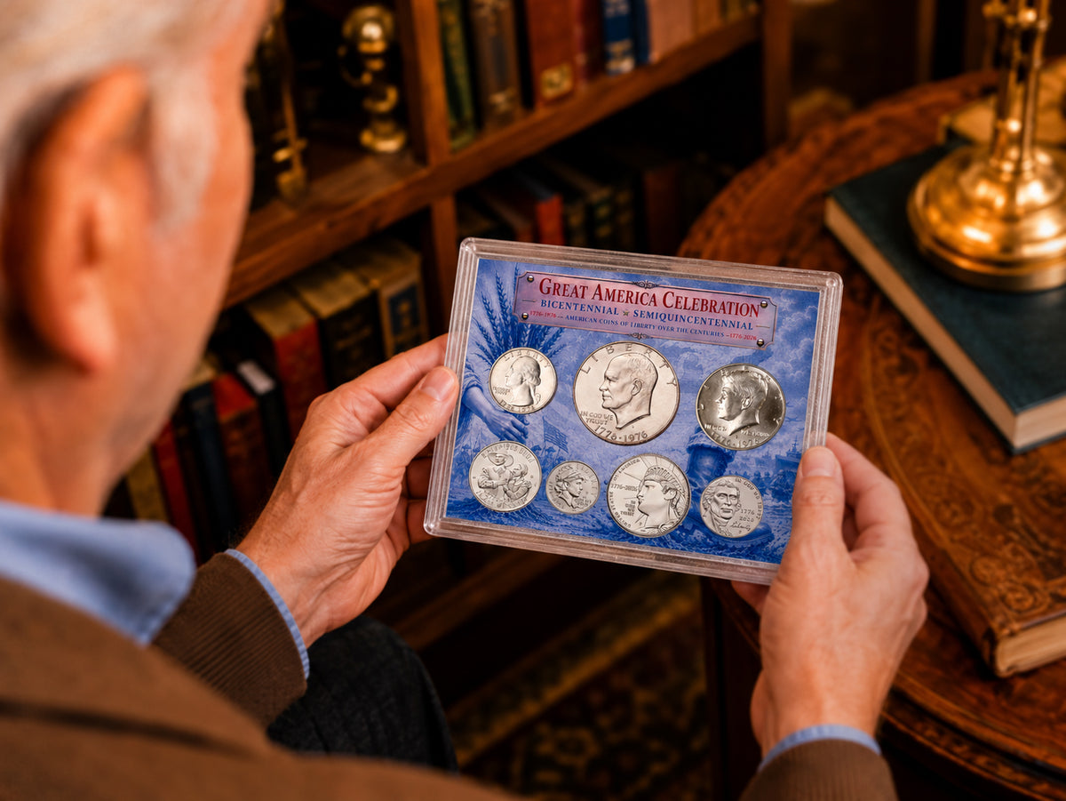 Great America Celebration 7 Coin Set 1776-1976 & 1776-2026 US Mint Coins