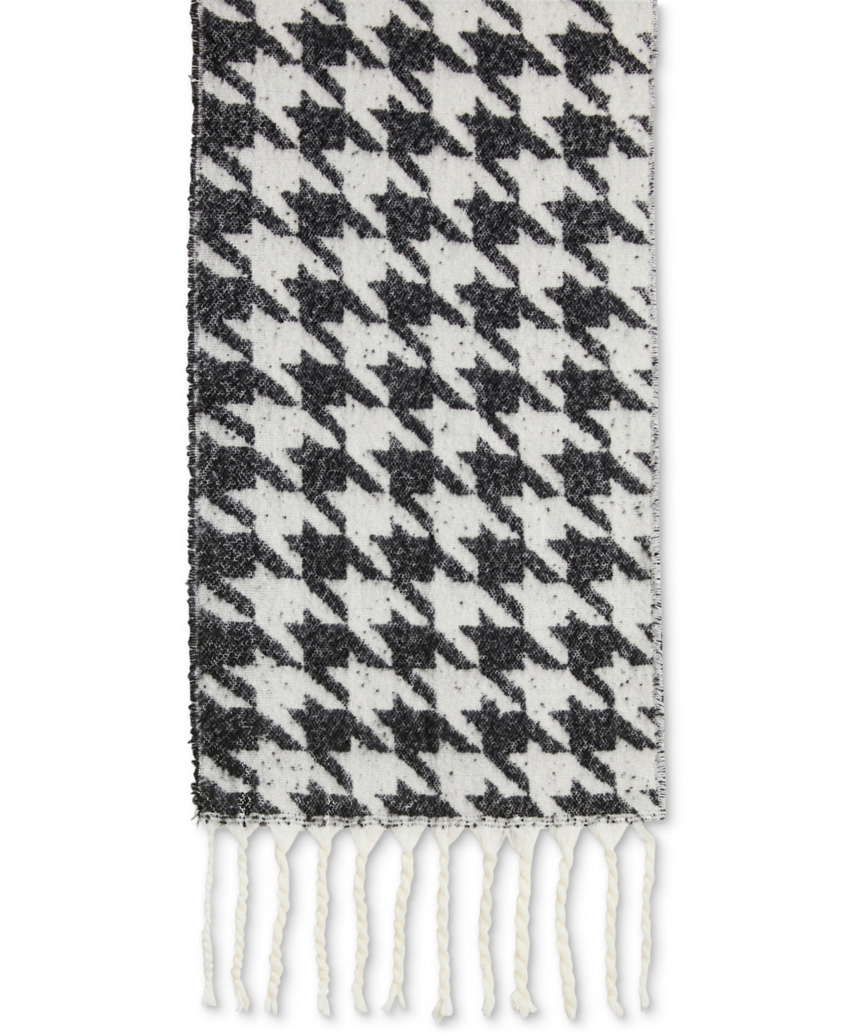 DKNY Women s Black Cream Oversized Houndstooth Blanket Wrap Scarf O/S