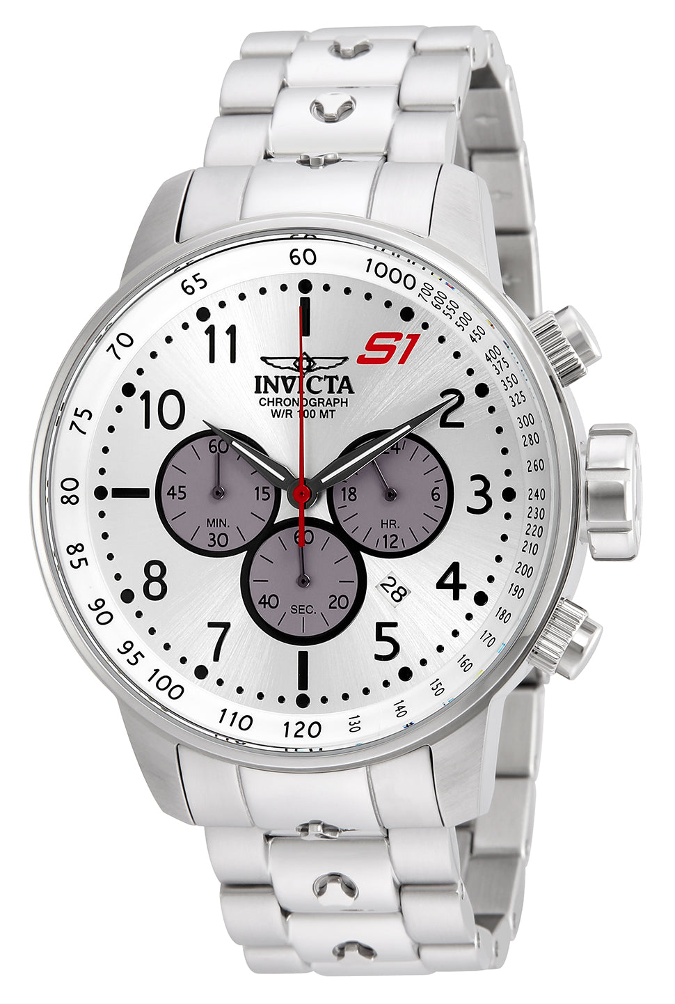 Invicta Men's 48mm S1 Rally Quartz Chronograph Silvertone Bracelet Watch