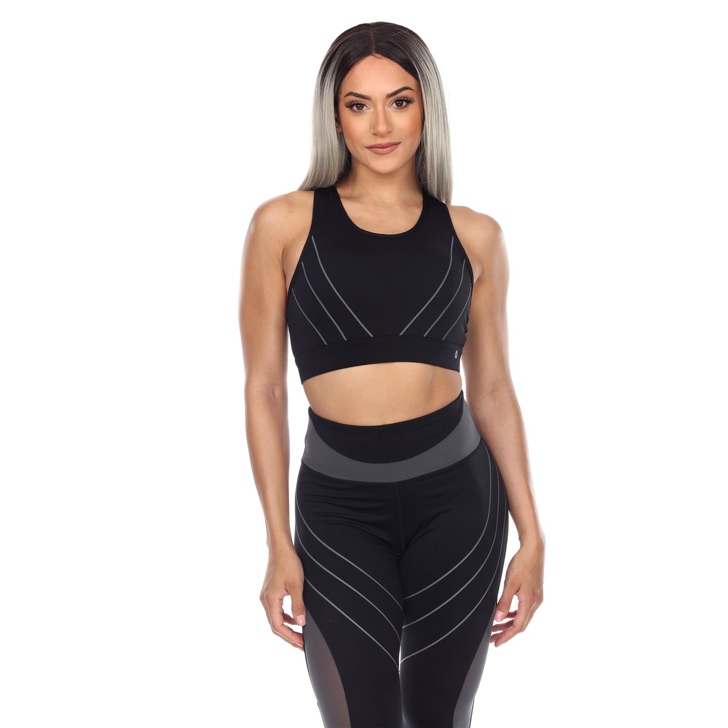 White Mark Women's Cut Out Back Mesh Sports Bra