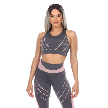 White Mark Women's Cut Out Back Mesh Sports Bra