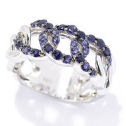 Sterling Silver Iolite Chain Link Ring