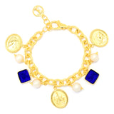 Tagliamonte 18K Gold Plated Venetian Glass Cameo Intaglio Charm Bracelet