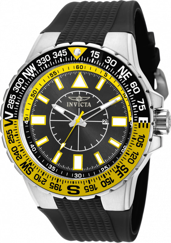 Invicta Men's 52mm Aviator Quartz Yellow Silicone Strap Watch