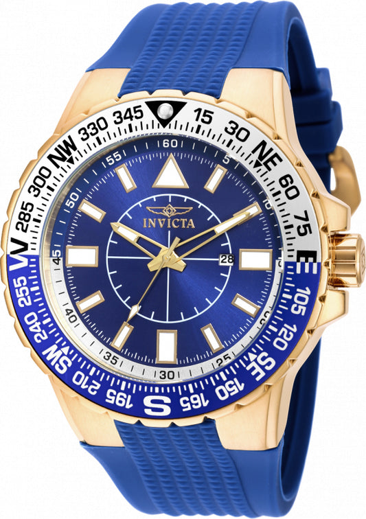 Invicta Men's 52mm Aviator Quartz Blue Silicone Strap Watch