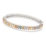 Sterling Silver Multi-Sapphire Hinged Bangle Bracelet