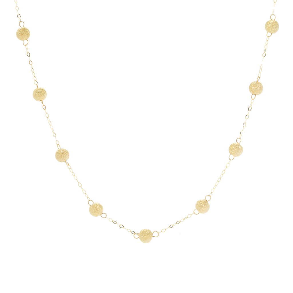Viale18K Gold Satin & Diamond-Cut Bead Station 24" Necklace