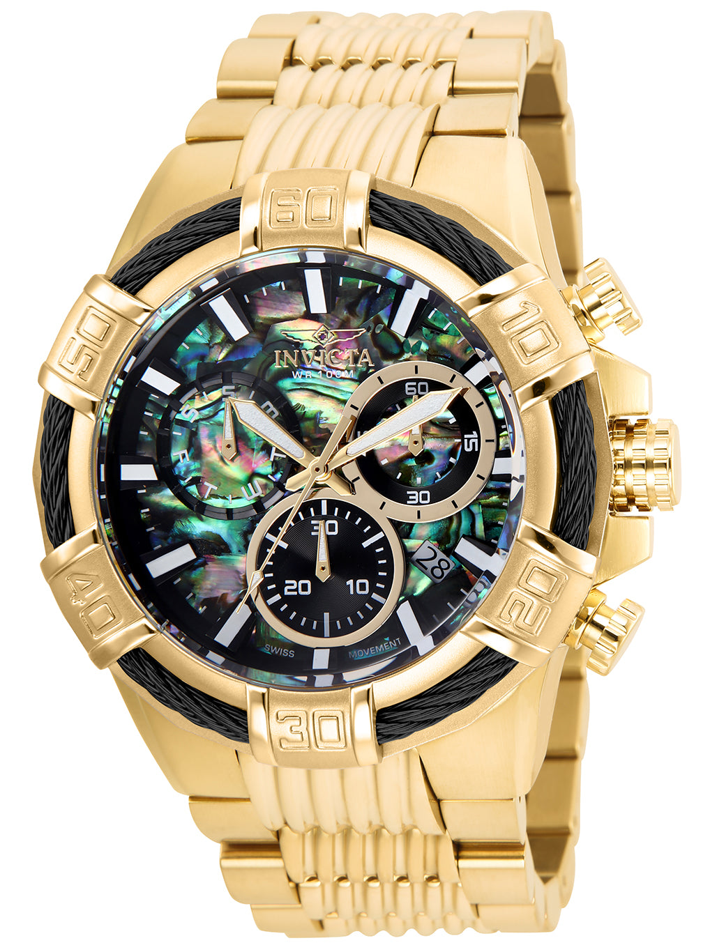 Invicta Men's 51mm Bolt Quartz Chronograph Abalone Dial Twisted Cable Bracelet Watch