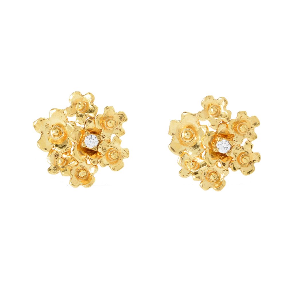 Brilliante Cubic Zirconia Floral Design Stud Earrings