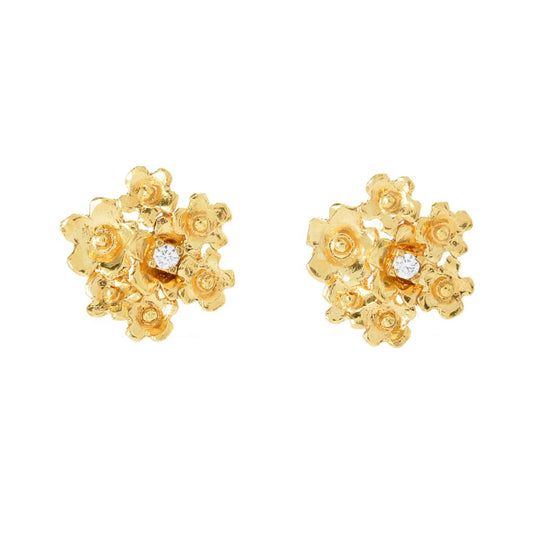 Brilliante Cubic Zirconia Floral Design Stud Earrings