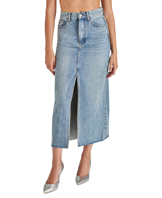 Steve Madden Women's Avani Front-Slit Denim Maxi Skirt