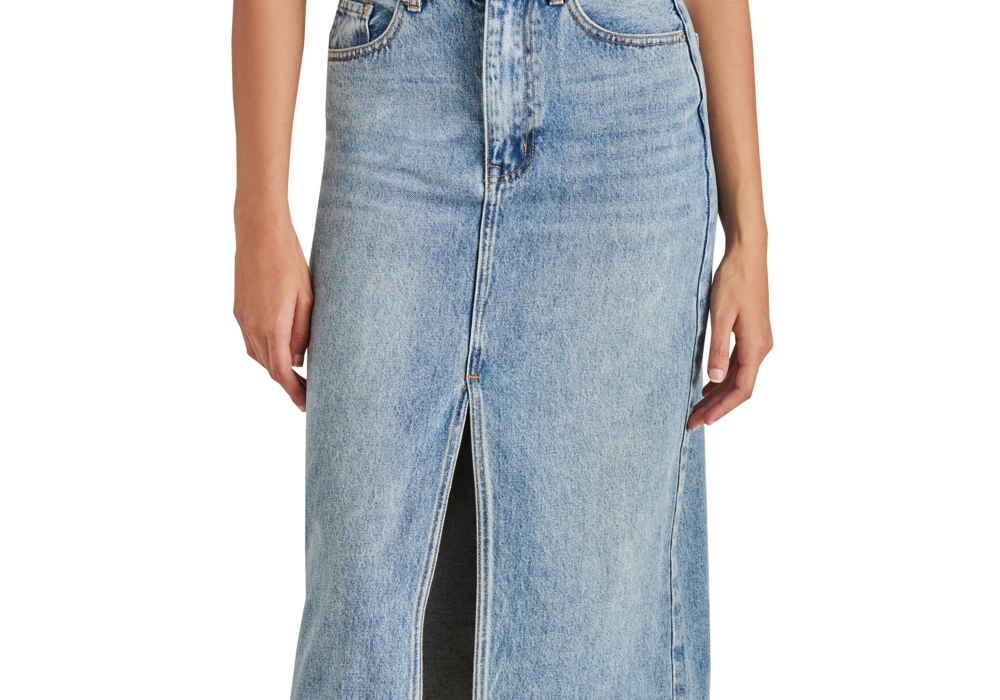 Steve Madden Women's Avani Front-Slit Denim Maxi Skirt