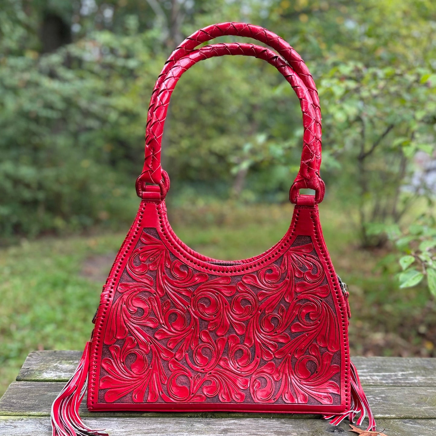 ALLE Handbags Luna Hand-Tooled Leather Hobo Bag