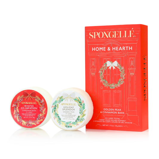 Spongellé Home & Hearth Holiday Wreath Body Wash Infused Buffer Gift Set