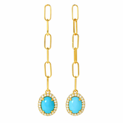 Sterling Silver 9x7mm Sleeping Beauty Turquoise Paperclip Dangle Earrings