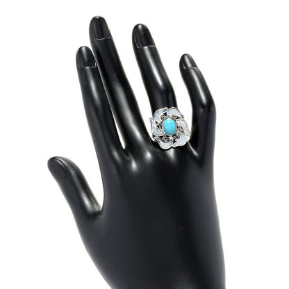 Artisan Silver by Samuel B. Sleeping Beauty Turquoise & Mother-of-Pearl Flower Ring, 5.89 grams