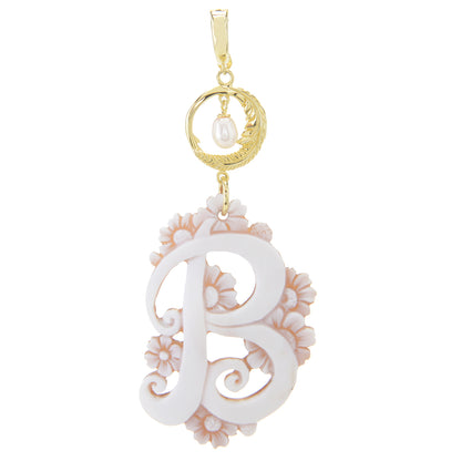 Cameo Italiano 18K Gold Plated Flower-Detailed Cameo Initial Pendant