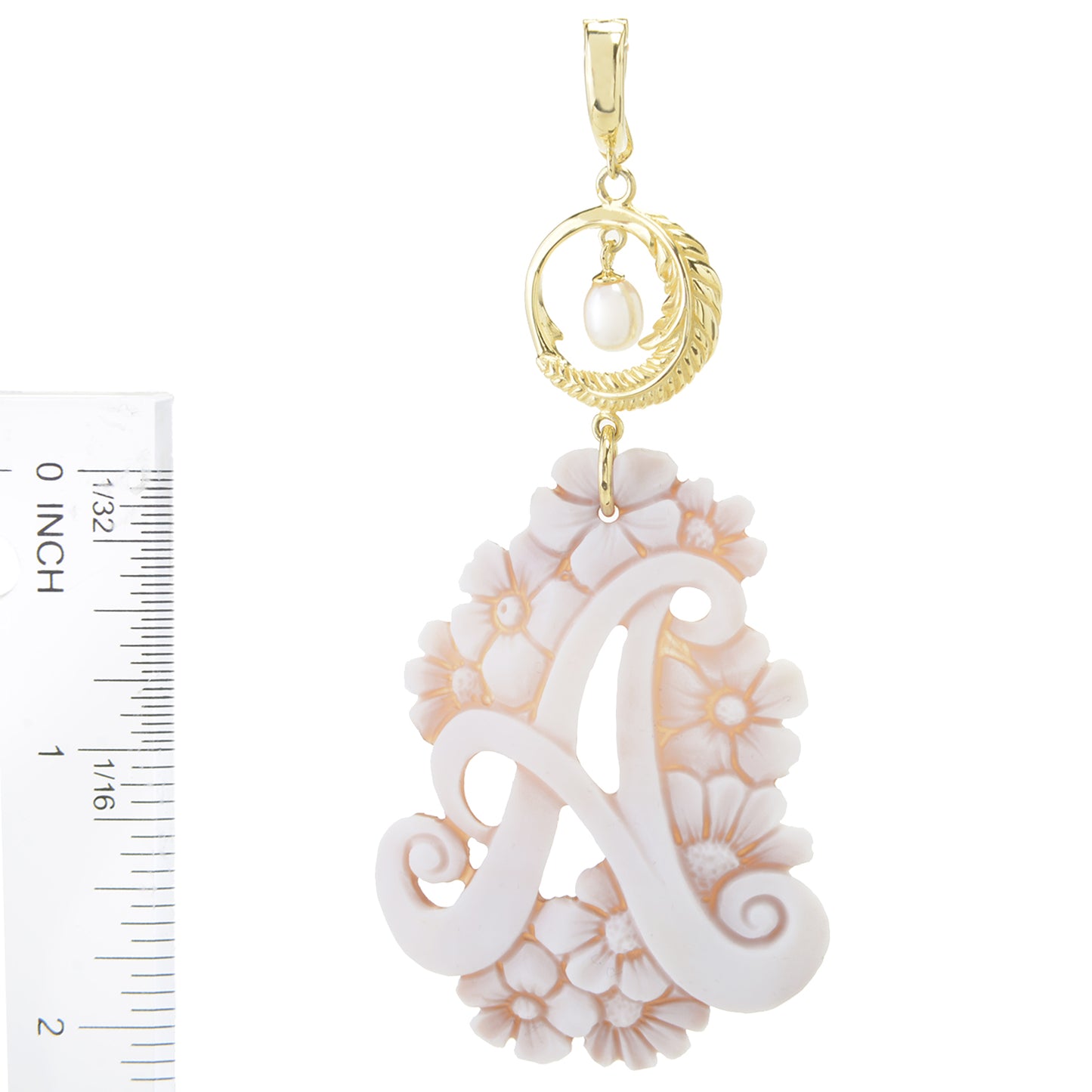 Cameo Italiano 18K Gold Plated Flower-Detailed Cameo Initial Pendant
