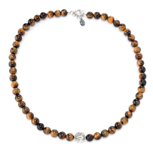 Artisan Silver by Samuel B. Tiger's Eye Beaded 18"+1" Necklace
