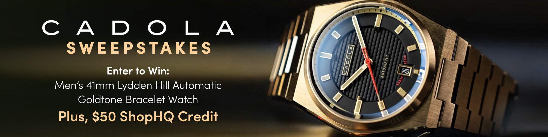 Cadola Sweepstakes: Enter to Win a Men's Lydden Hill Automatic Goldtone Bracelet Watch & $50 ShopHQ Credit 