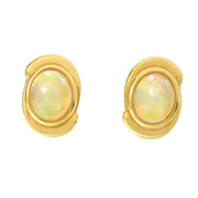 18K Gold Plated 10x8mm Ethiopian Opal Stud Earrings