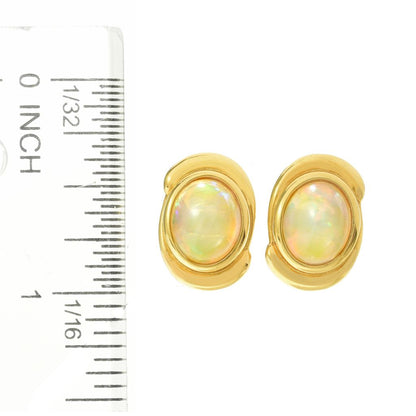 18K Gold Plated 10x8mm Ethiopian Opal Stud Earrings