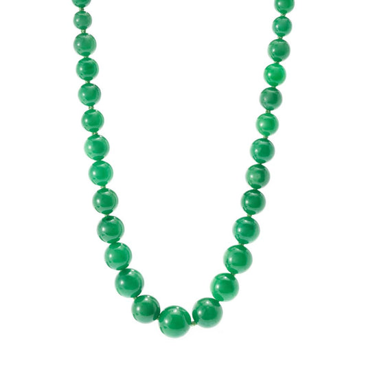 Imperial Pearl Sterling Silver Dyed Green Jade Graduated Bead 20" Necklace