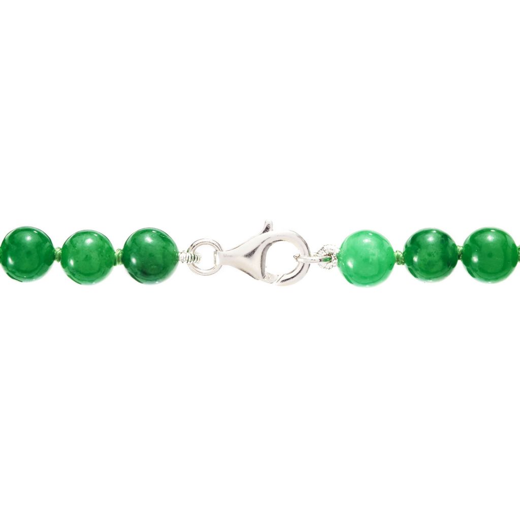Imperial Pearl Sterling Silver Dyed Green Jade Graduated Bead 20" Necklace