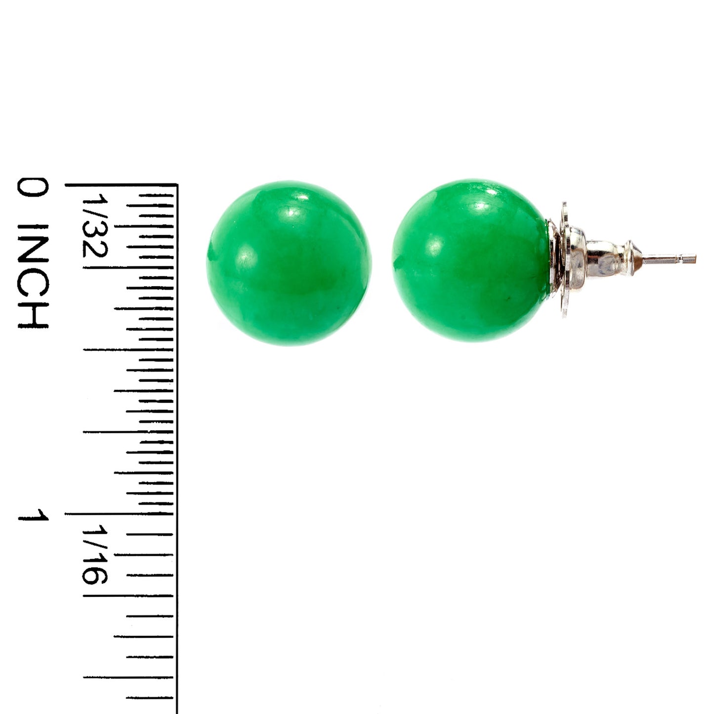 Sterling Silver 12mm Jade Bead Stud Earrings