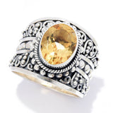 Artisan Silver by Samuel B. 10x8mm Citrine Bali Design Ring