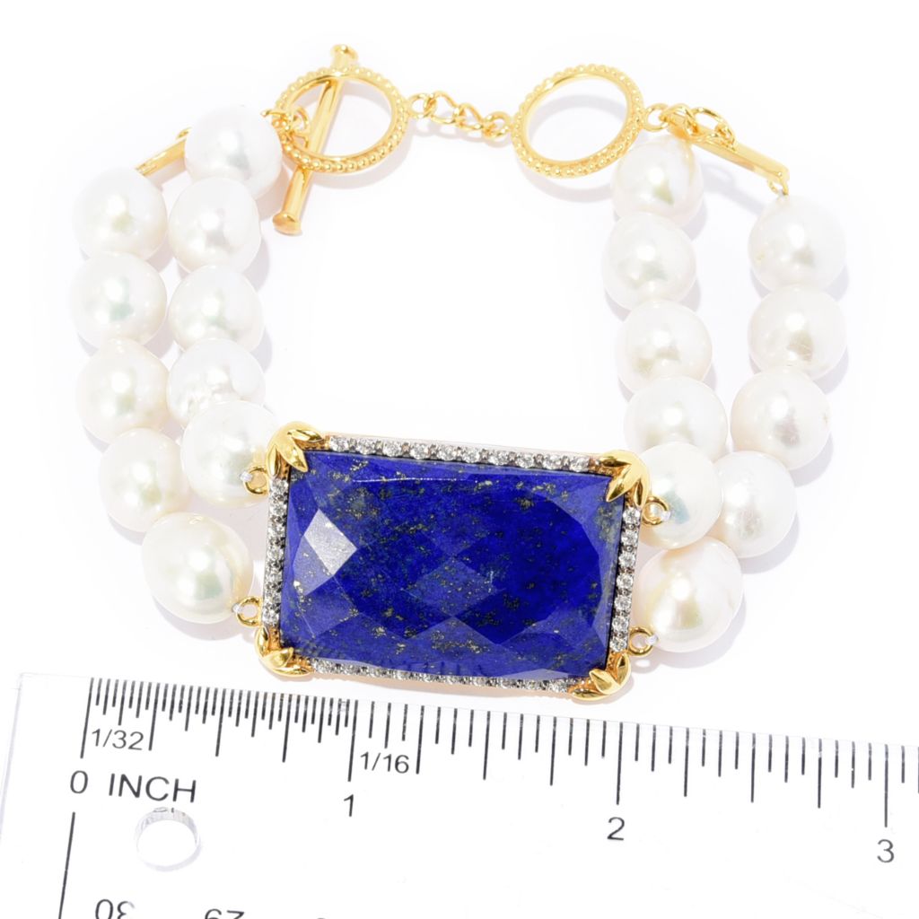 18K Gold Plated Choice of Opaque Gem & Baroque Pearl Bracelet
