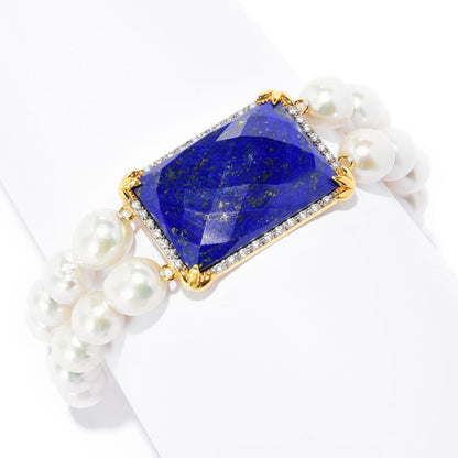 18K Gold Plated Choice of Opaque Gem & Baroque Pearl Bracelet