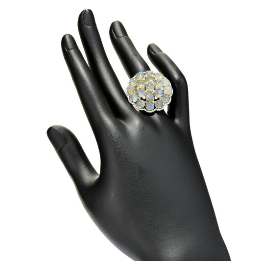 Platinum Plated Choice of Gemstone & White Zircon Bauble Ring