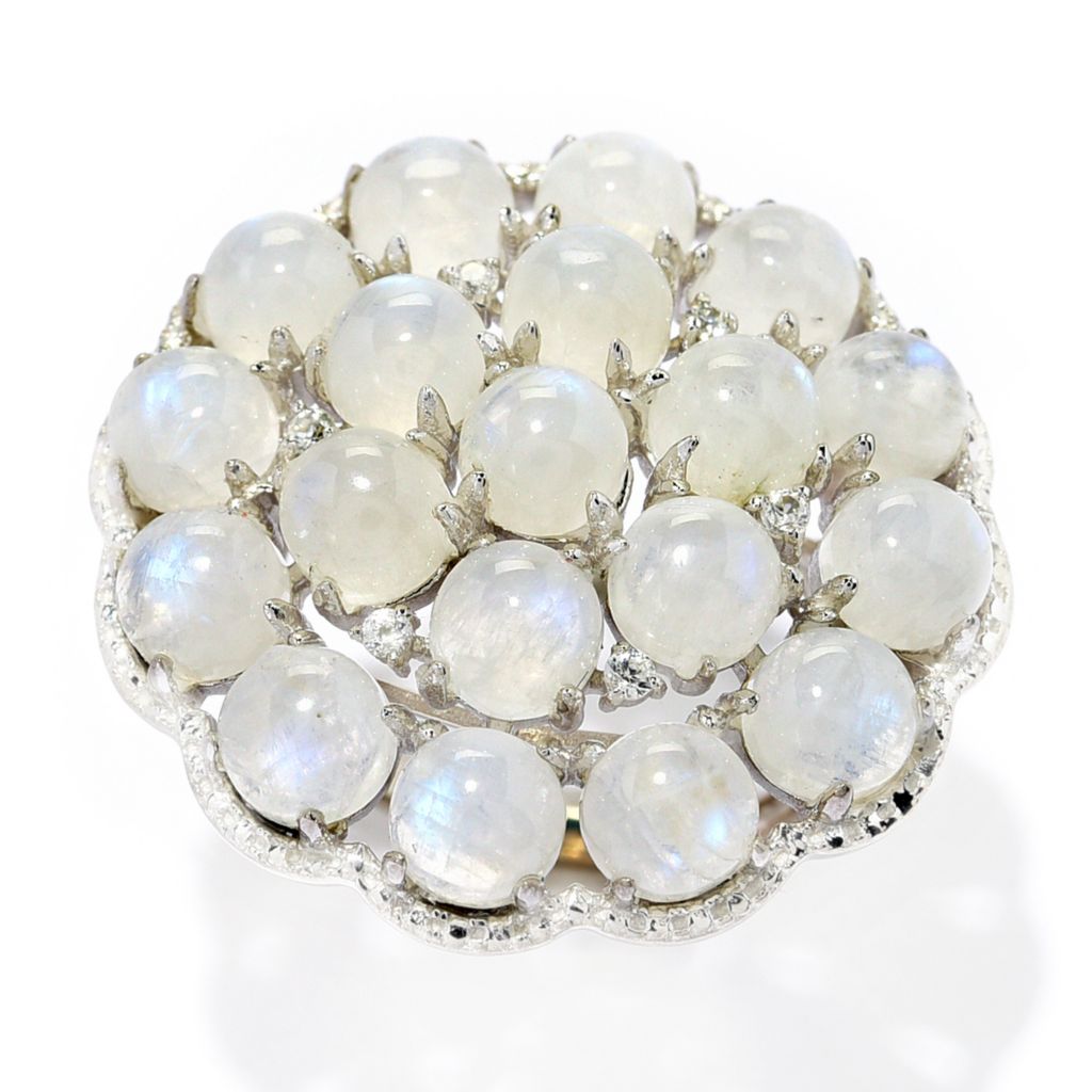 Platinum Plated Choice of Gemstone & White Zircon Bauble Ring