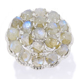 Platinum Plated Choice of Gemstone & White Zircon Bauble Ring