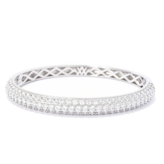 Brilliante 6.79 DEW Simulated Pave Diamond Hinged Bangle Bracelet