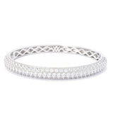 Brilliante 6.79 DEW Simulated Pave Diamond Hinged Bangle Bracelet