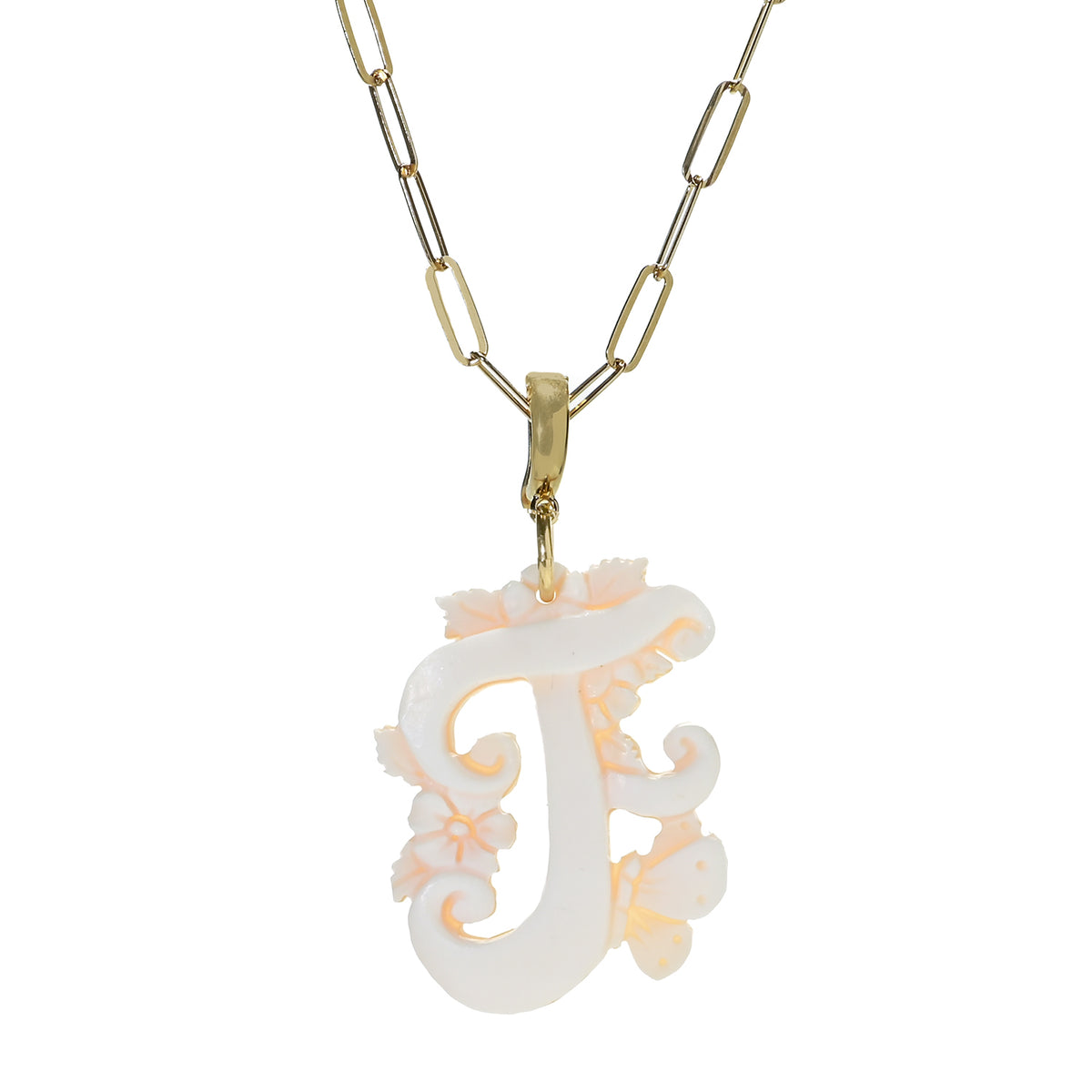 Cameo Italiano 18K Gold Plated Cameo Initial Pendant