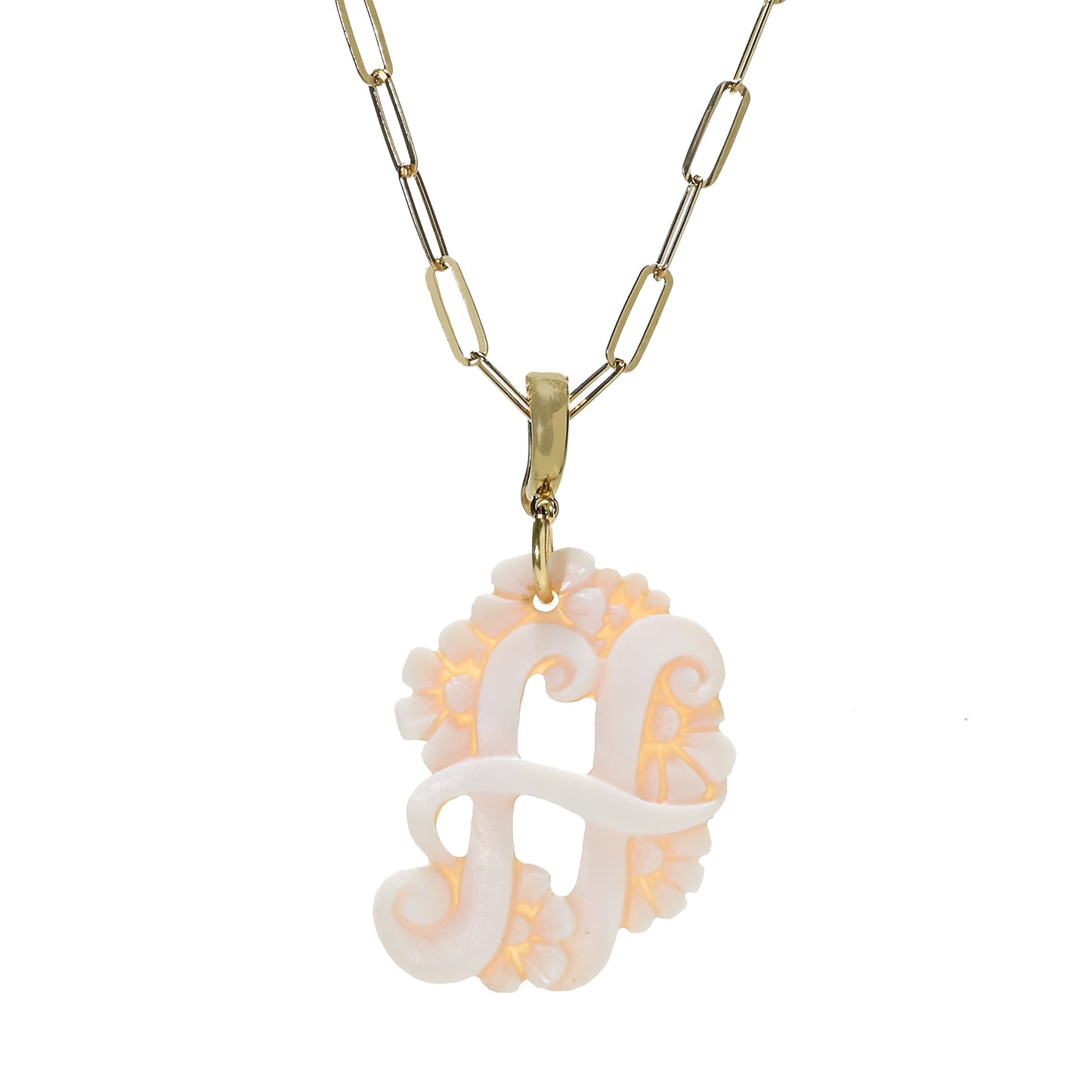 Cameo Italiano 18K Gold Plated Cameo Initial Pendant