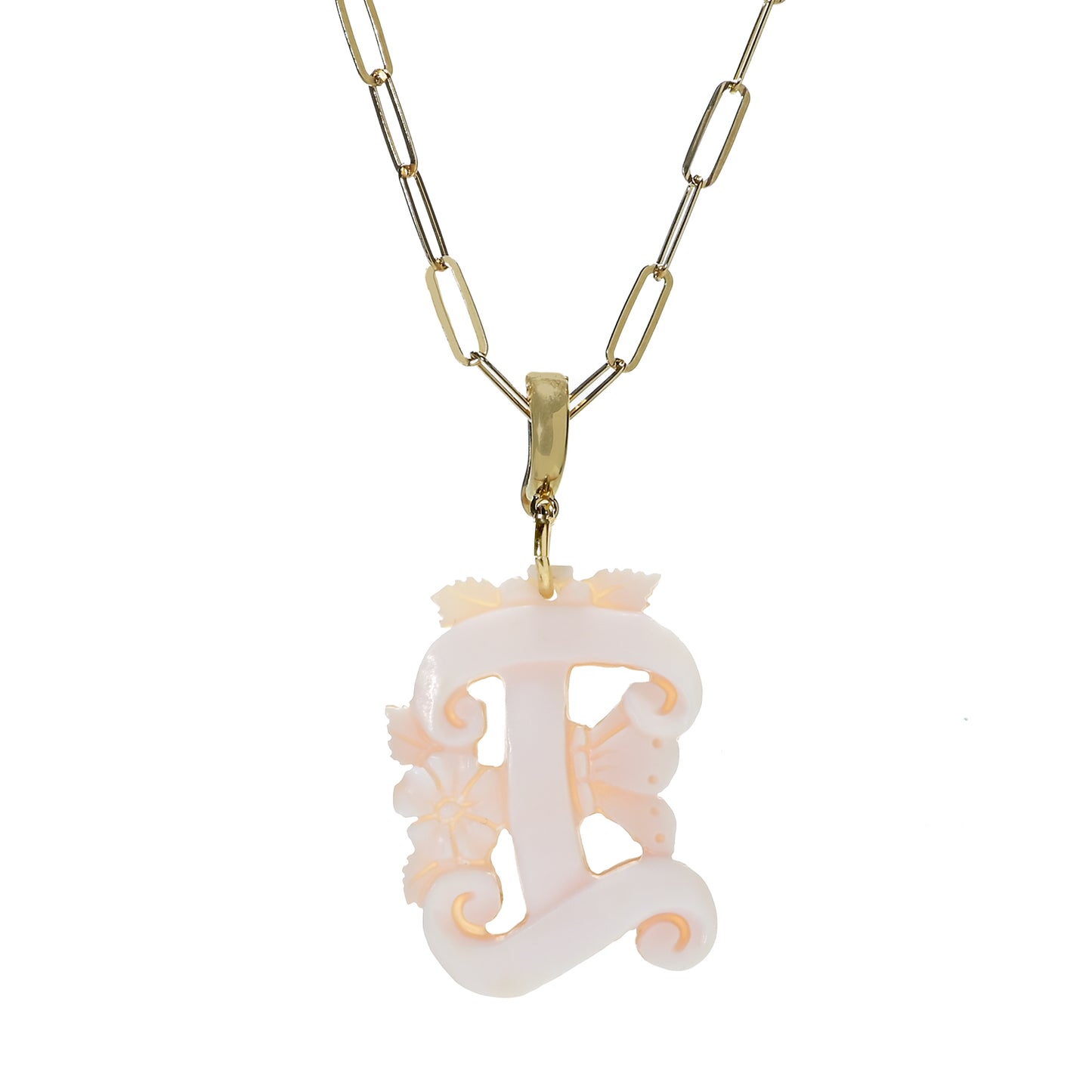 Cameo Italiano 18K Gold Plated Cameo Initial Pendant